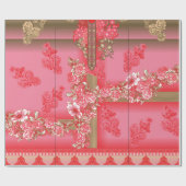 Een ontwerp van een roze en gouden achtergrond met cadeaupapier (Vlak)