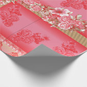 Een ontwerp van een roze en gouden achtergrond met cadeaupapier (Hoek)