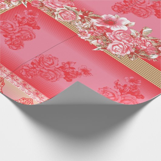 Een ontwerp van een roze en gouden achtergrond met cadeaupapier (Hoek)