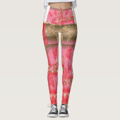 Een ontwerp van een roze en gouden achtergrond met leggings (Voorkant)