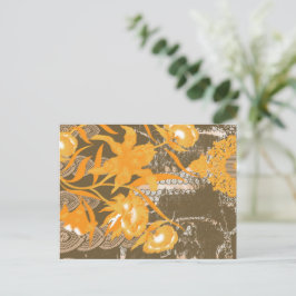 Een ontwerp van een schilderij met gele bloemen er briefkaart