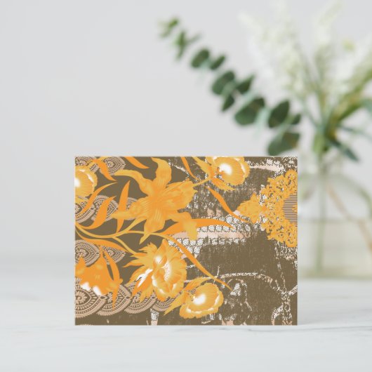 Een ontwerp van een schilderij met gele bloemen er briefkaart (Staand voorkant)