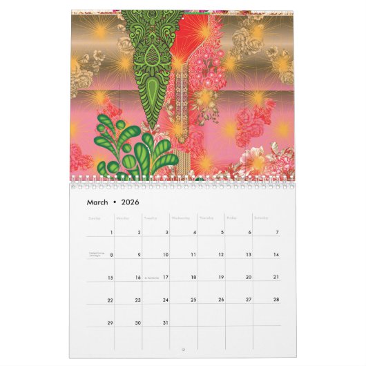 Een ontwerp van een spiegel en enkele planten kalender (Mar 2026)