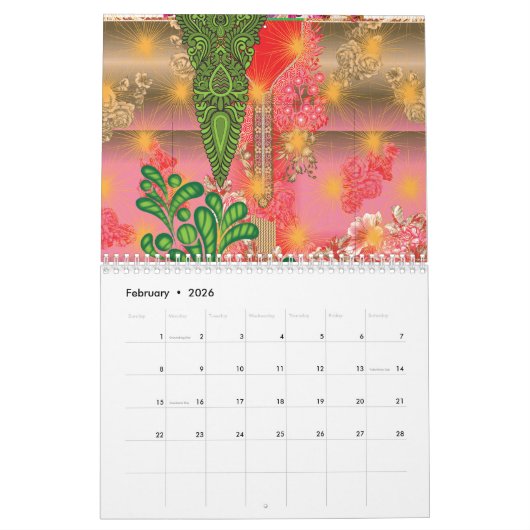 Een ontwerp van een spiegel en enkele planten kalender (Feb 2026)
