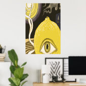 Eén oogige Lemongezicht | AI Art Poster (Thuiskantoor)