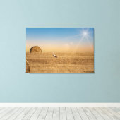 Een ooievaar  canvas afdruk (Insitu (Houten vloer))