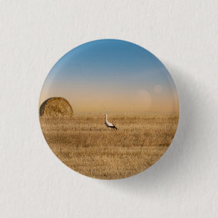Een ooievaar ronde button 3,2 cm