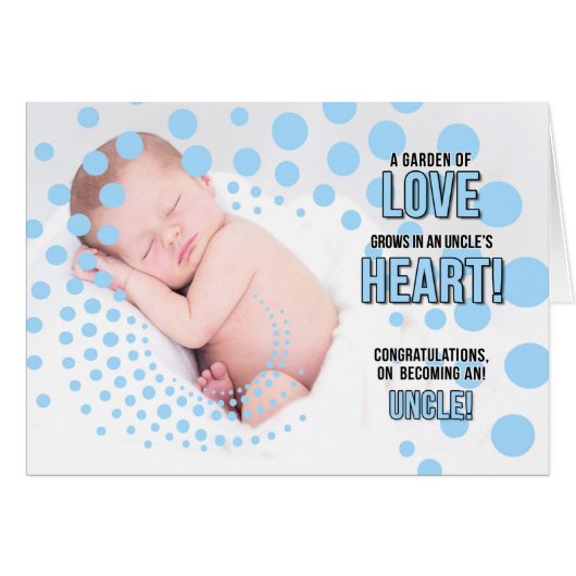 Een oom gefeliciteerd Blauwe Stippen Nephew (Voorkant Horizontaal)