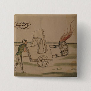 Een oorlogsmachine, illustratie van 'De Machinis' Vierkante Button 5,1 Cm