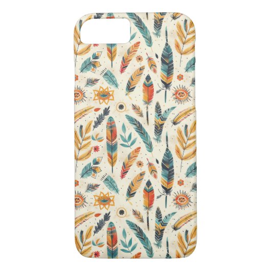 Een op bohemien geïnspireerd lichtgekleurd patroon Case-Mate iPhone case (Achterkant)