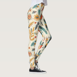Een op bohemien geïnspireerd lichtgekleurd patroon leggings