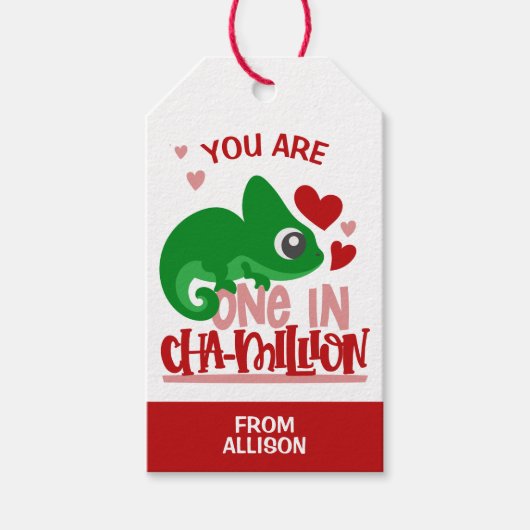 Eén op Chameleon Valentijnsdag Cadeaulabel (Voorkant)