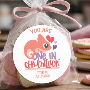 Eén op Chameleon Valentijnsdag Ronde Sticker