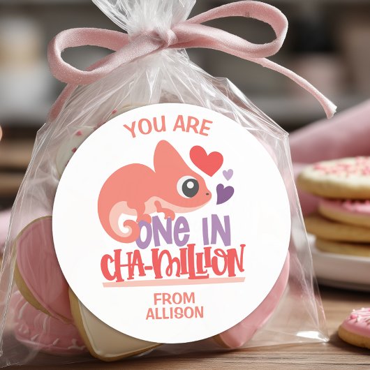 Eén op Chameleon Valentijnsdag Ronde Sticker