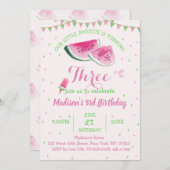 Een op de derde verjaardag van de Melon Cute Water Kaart (Voorkant / Achterkant)