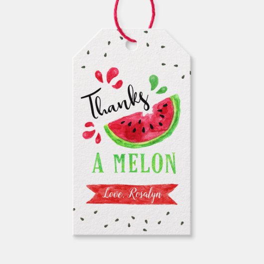 Een op de eerste dag van de Melon bedankt Cadeaulabel (Voorkant)