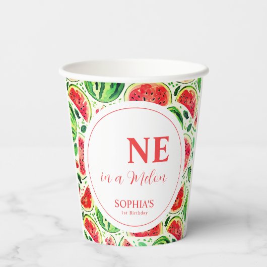 Eén op de eerste dag van een meloen papieren bekers (Achterkant)