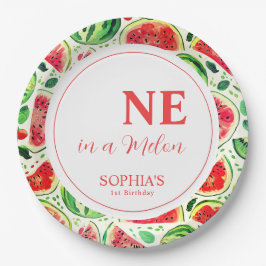 Eén op de eerste dag van een meloen papieren bordje