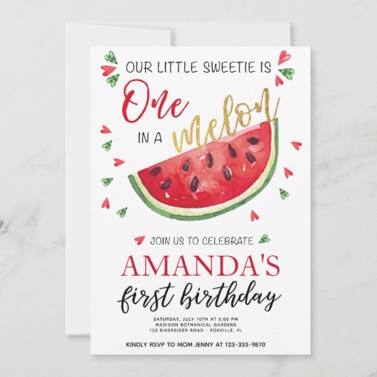 Eén op de eerste verjaardag van een meisje uit de  kaart (Voorkant)