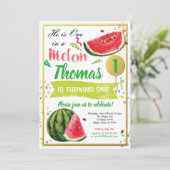 Een op de eerste verjaardag van een meloen kaart (Staand voorkant)
