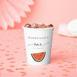 Een op de eerste verjaardag van een meloen papieren bekers