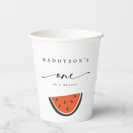 Een op de eerste verjaardag van een meloen papieren bekers (Voorkant)