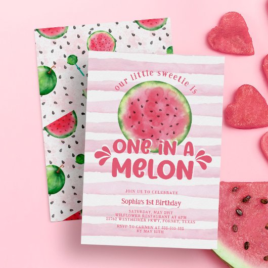 Eén op de eerste verjaardag van een Melon Cute Pin Kaart