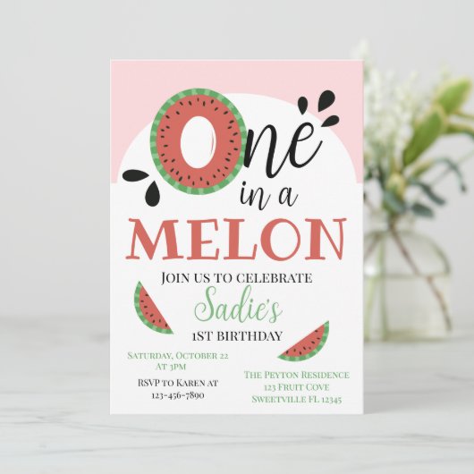 Eén op de eerste verjaardag van een Melon Girls Kaart (Staand voorkant)