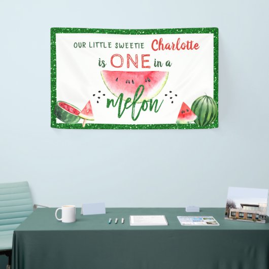 Eén op de Melon 1st Birthday Watermeloen Partij Spandoek (Beurs)