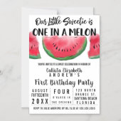 Eén op de Melon Waterverf Watermelon 1 op de geboo Magnetische Uitnodiging (Voorkant)