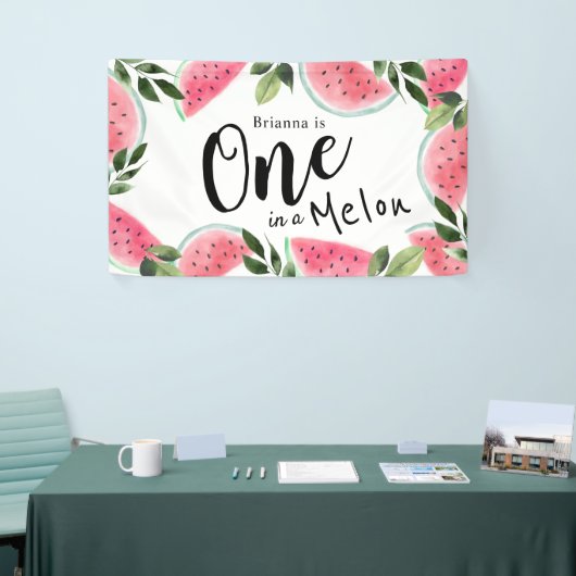 Eén op de Melon Waterverf Watermelon 1 op de geboo Spandoek (Beurs)