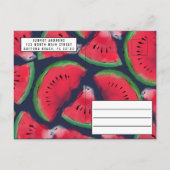 Eén op de Melon Waterverf Watermelon 1 op de geboo Uitnodiging Briefkaart (Achterkant)