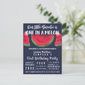 Eén op de Melon Waterverf Watermelon 1 op de geboo Uitnodiging Briefkaart (Staand voorkant)