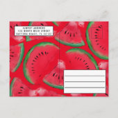 Eén op de Melon Waterverf Watermelon 1 op de geboo Uitnodiging Briefkaart (Achterkant)