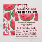 Eén op de Melon Waterverf Watermelon 1 op de geboo Uitnodiging Briefkaart (Voorkant / Achterkant)