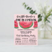 Eén op de Melon Waterverf Watermelon 1 op de geboo Uitnodiging Briefkaart (Staand voorkant)