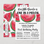 Eén op de Melon Waterverf Watermelon 1 op de geboo Uitnodiging Briefkaart (Voorkant / Achterkant)