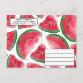 Eén op de Melon Waterverf Watermelon 1 op de geboo Uitnodiging Briefkaart (Achterkant)