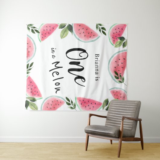 Eén op de Melon Waterverf Watermelon 1 op de geboo Wandkleed (In Situ (horizontaal))