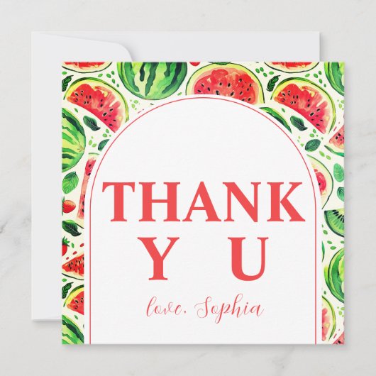 Eén op één dag in een meloenswatermeloen bedankkaart (Voorkant)