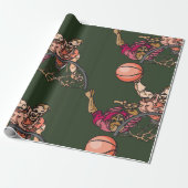 Eén op één honkbal cadeaupapier (Uitgerold)