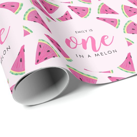 Een op een meloen 1e verjaardag cadeaupapier (Rol Hoek)