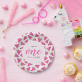 Een op een meloen 1e verjaardag papieren bordje (Feest)