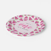 Een op een meloen 1e verjaardag papieren bordje (Gekanteld)