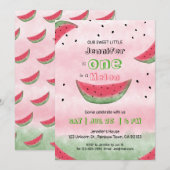 Eén op een meloen eerste verjaardagsuitnodigingen kaart (Voorkant / Achterkant)