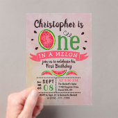 Eén op een meloen op de eerste verjaardag acryl uitnodigingen (Insitu (Draagbaar))