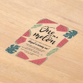 Eén op een meloen op de eerste verjaardag acryl uitnodigingen (Laagn)