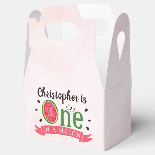 Eén op een meloen op de eerste verjaardag bedankdoosjes (Geopend)