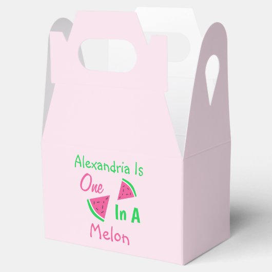 Eén op een meloen op de eerste verjaardag bedankdoosjes (Geopend)