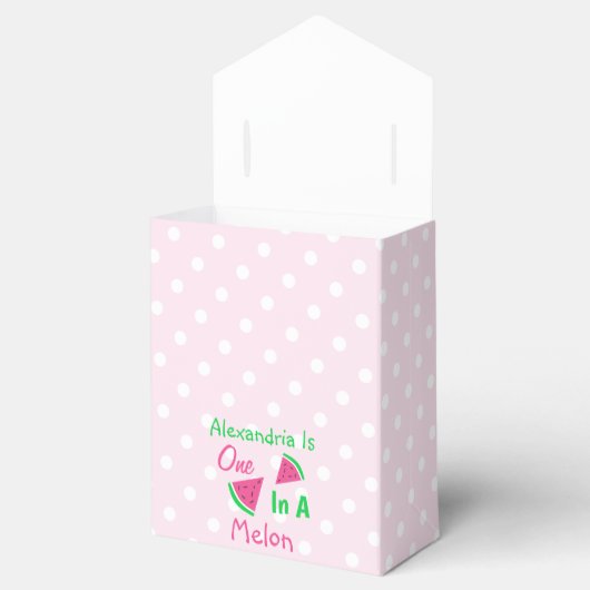 Eén op een meloen op de eerste verjaardag bedankdoosjes (Geopend)